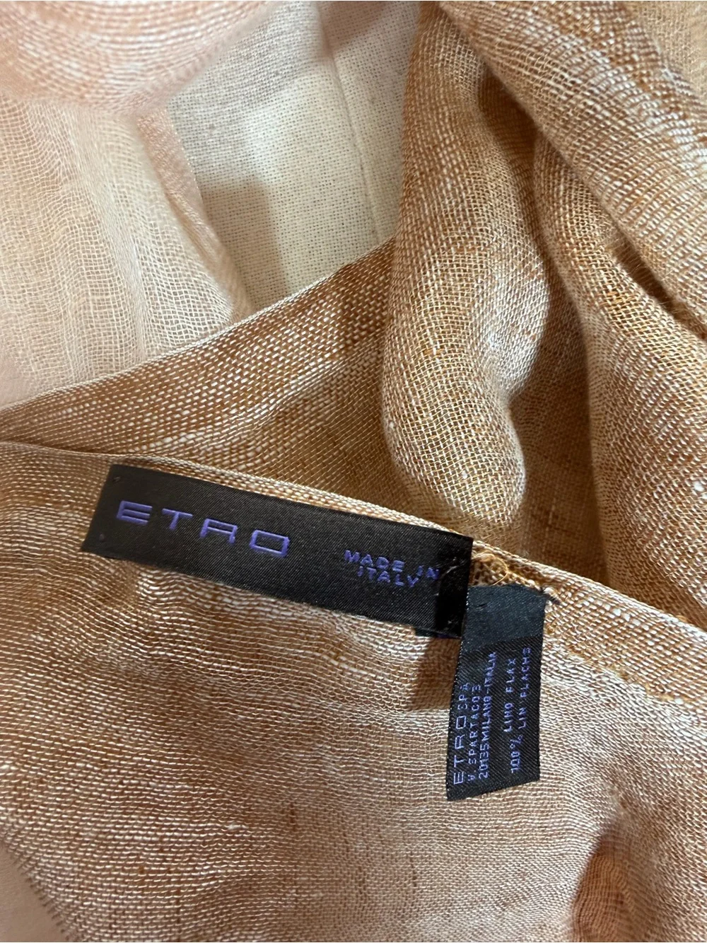 ETRO Ombre Linen Scarf in Blush, Cream & Brown